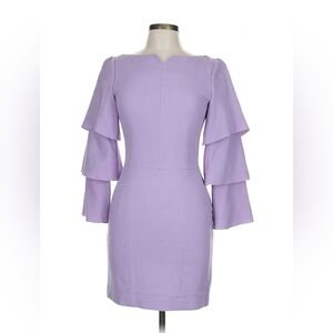 ROKSANDA Ilincic LILAC PURPLE CREPE DRESS KNEE LENGTH FLUTED SLEEVE UK 12 US 4